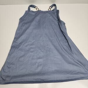 Dusty Blue Gray Zipper Decorative Strappy Tank Top Women's Size L